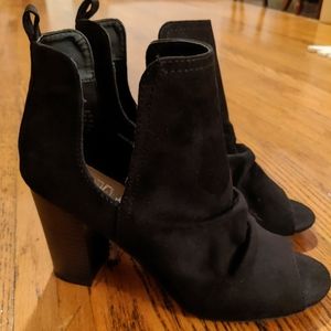 Brash NEW Black Suede Open Toe Boots in size 8.5